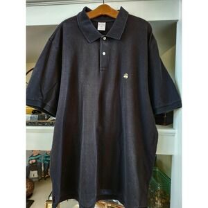 Brooks Brothers Polo Shirt XXL Black Cotton Performance Original Fit Gold Logo
